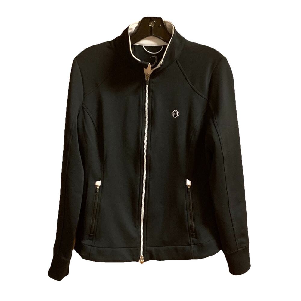 Womens Zero Restriction Medium Black Long Sleeve Logo Jacket Zip Pockets